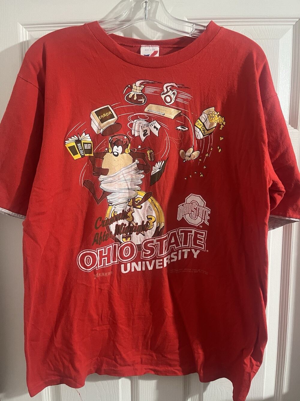 Vintage Tasmanian Devil OSU Shirt Sz L Red Ohio State 90’s NCAA Big Ten